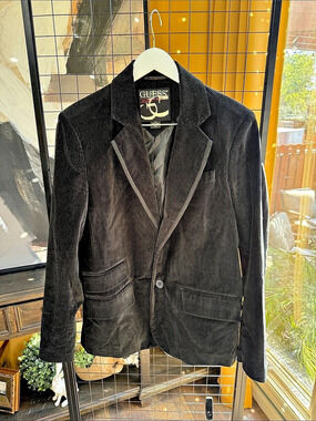 GUESS Men's Black Pinstripe Blazer Size Large